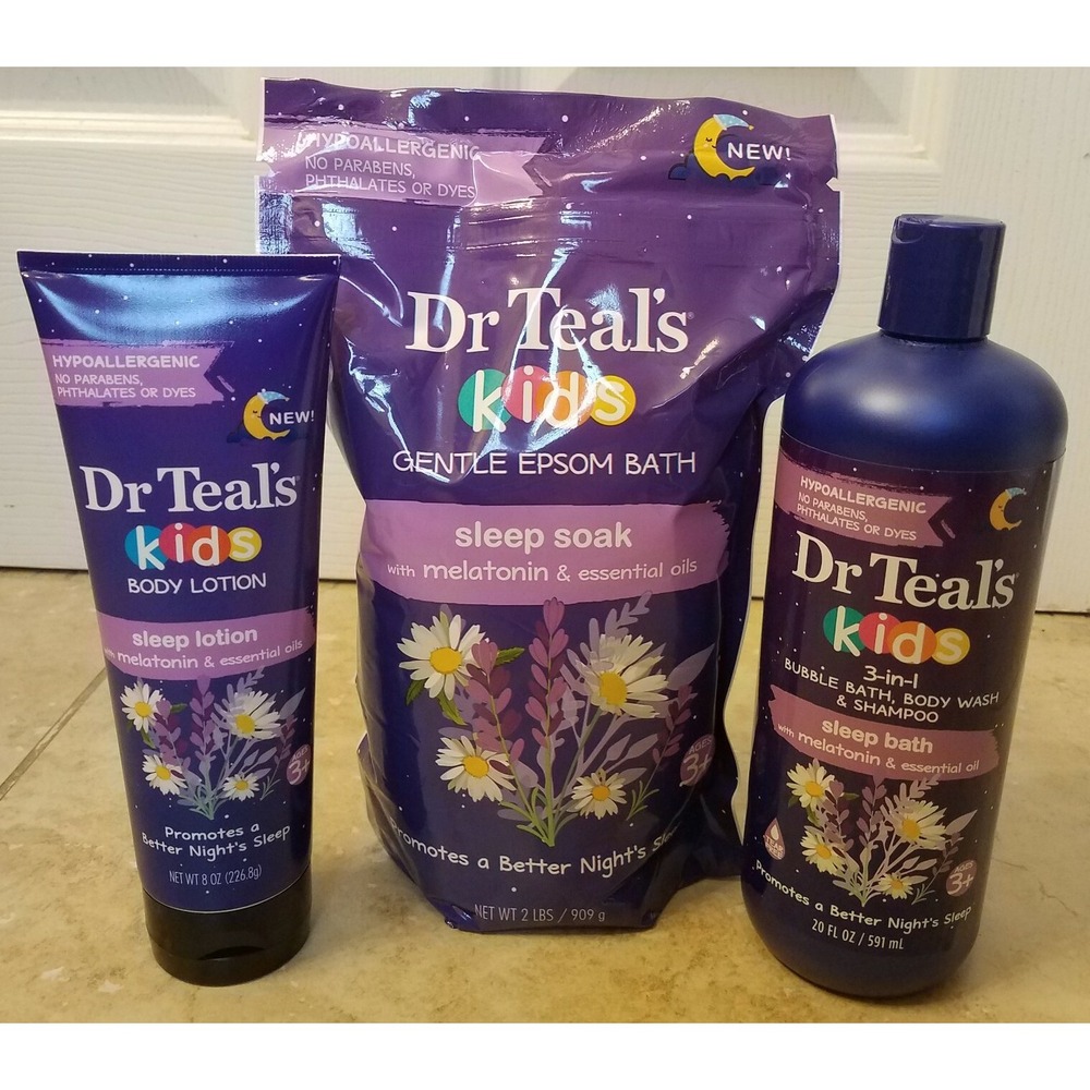 Dr Teal's Kids Melatonin & Essential Oil Combo Set Sleep‎ Bath Soak & Lotion NEW